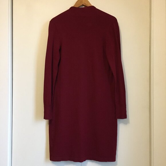 le chateau Long Burgundy Open Duster Cardigan - Picture 2 of 14